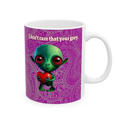 I don't care that your grey - White Mug (pink swirl)