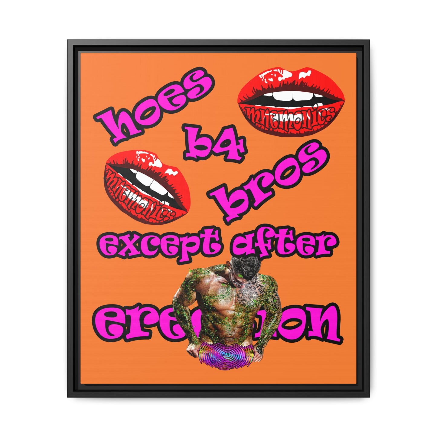 hoes b4 bros - framed canvas art (crusta)