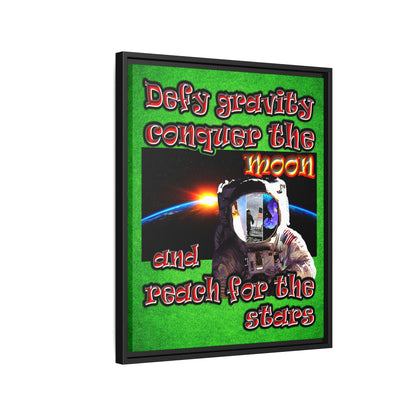 defy conquer reach - framed canvas art (green turf)