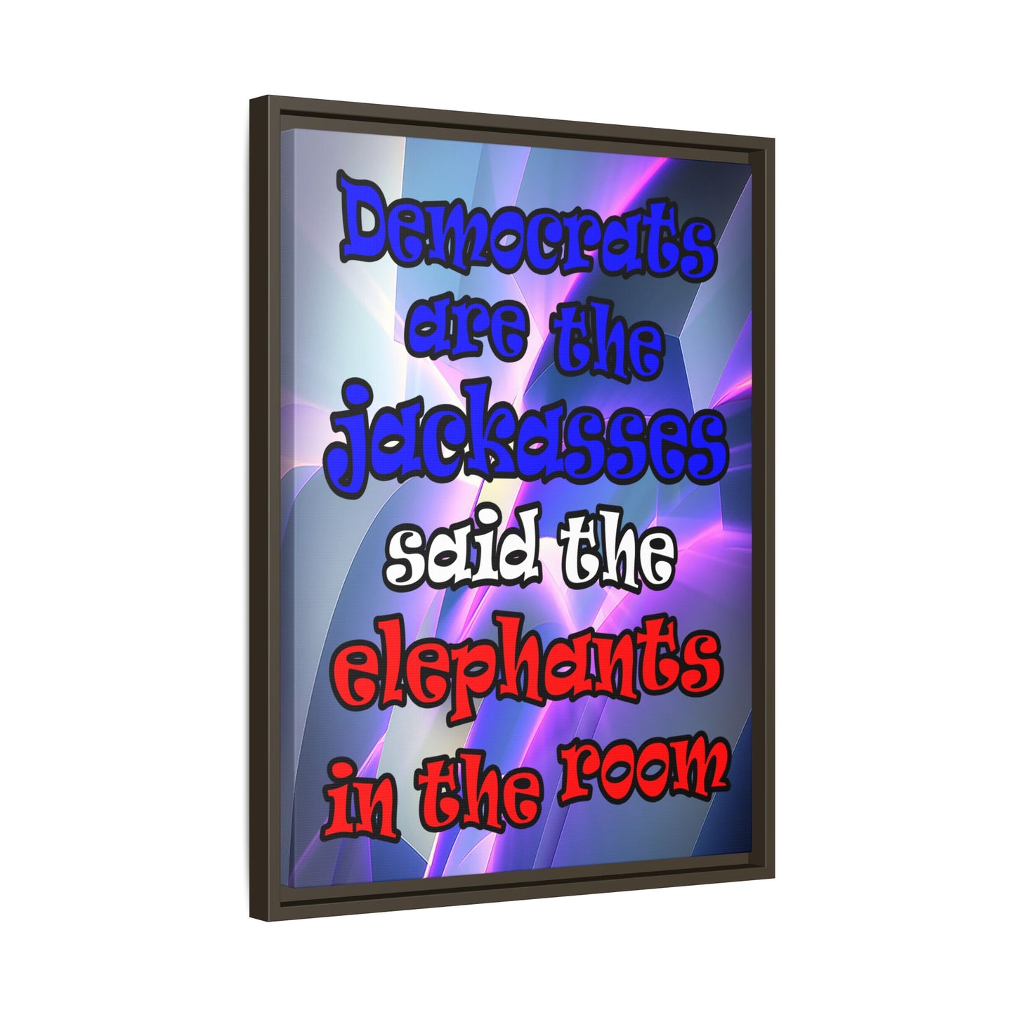 donkeys and elephants - framed canvas art (grey-pink wave)