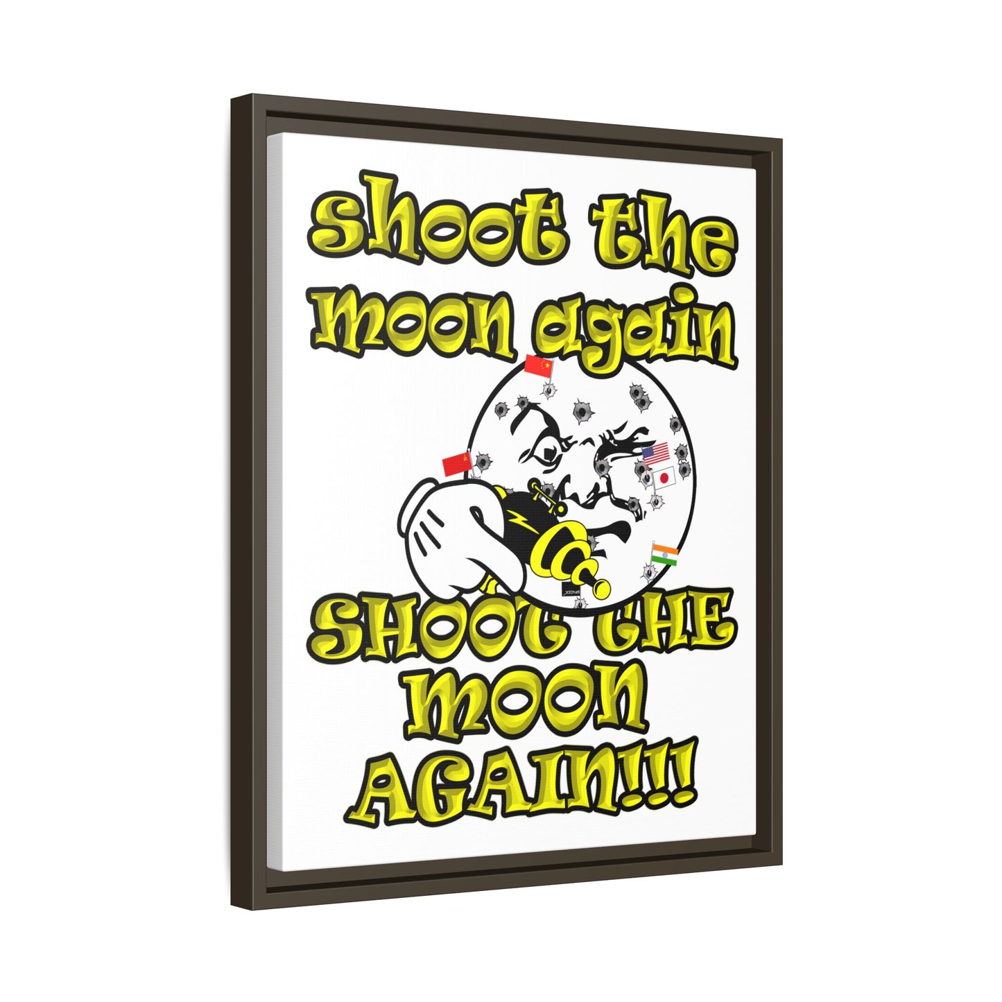 shoot the moon again - framed canvas art (white)