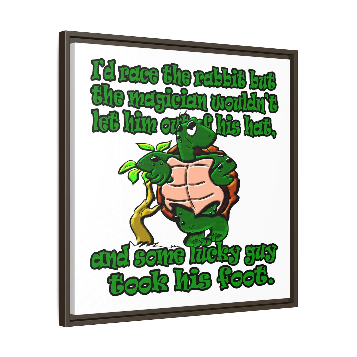 turtle race - framed canvas art (white)