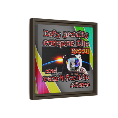 defy conquer reach - framed canvas art (rainbow split)