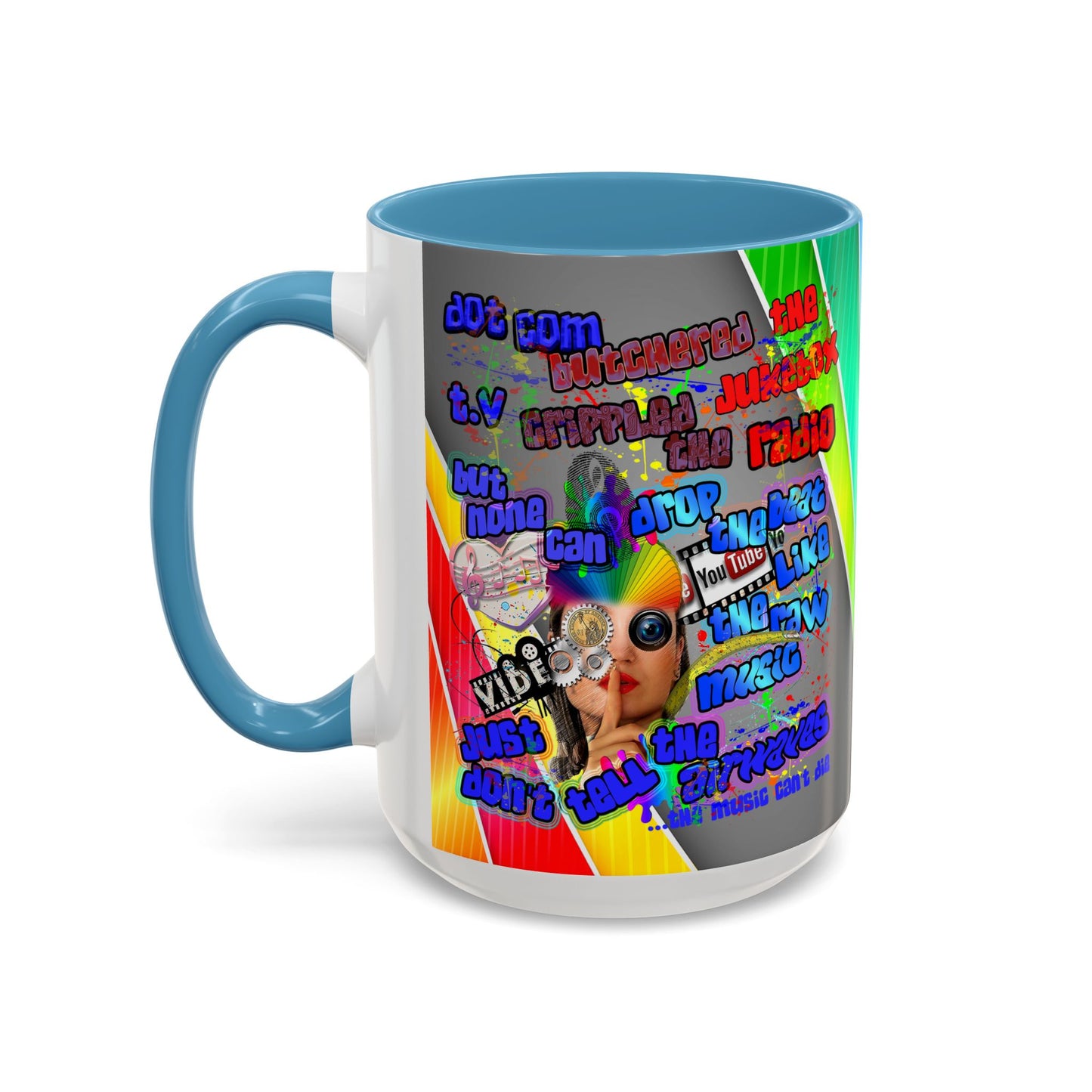 drop the beat - Accent Mug (rainbow split)
