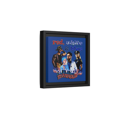 rw&b lives matter - framed canvas art (dark blue)