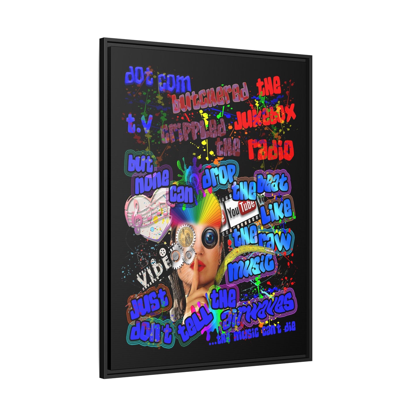 drop the beat - framed canvas art (black)