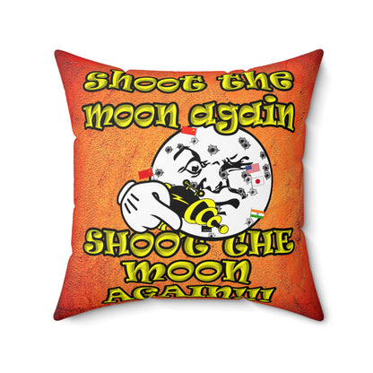 shoot the moon again - Spun Polyester Square Pillow - (burnt orange)
