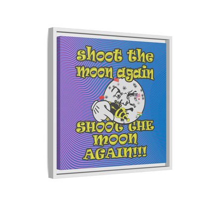 shoot the moon again - framed canvas art (light blue-purple wave)