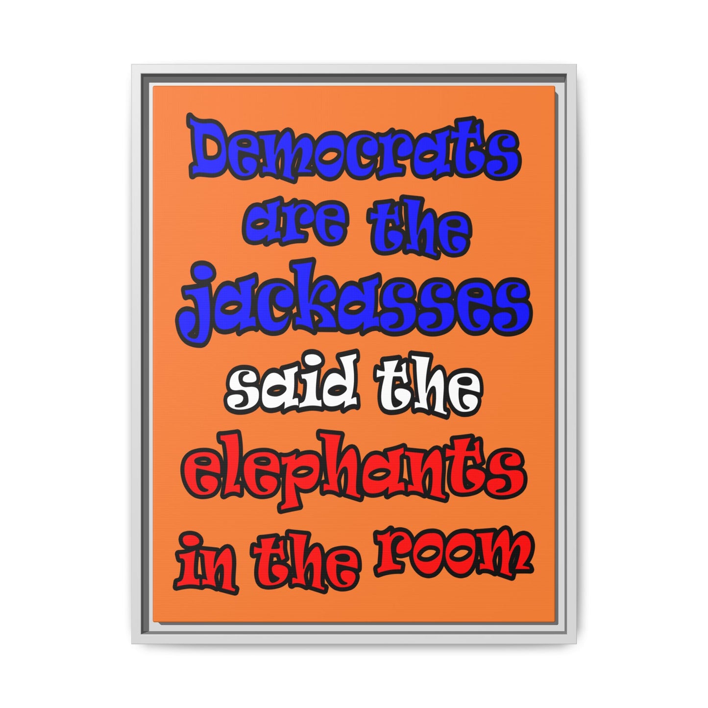 donkeys and elephants - framed canvas art (crusta)