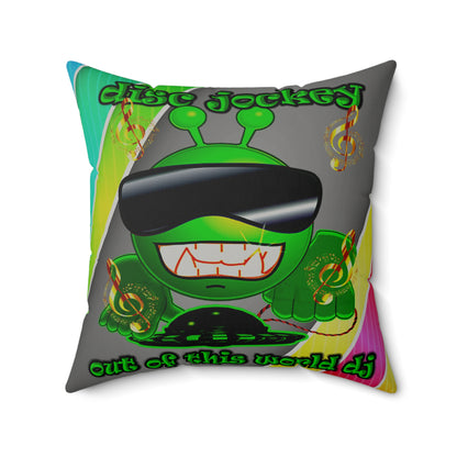 disc jockey - Faux Suede Square Pillow - (rainbow split)
