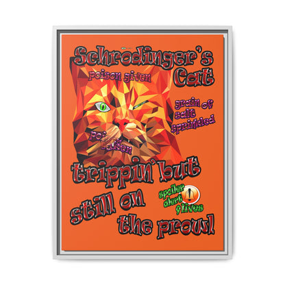 schrodinger's cat - framed canvas art (orange)