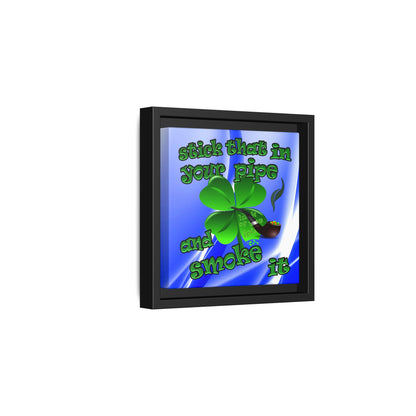 stick that in your pipe and smoke it - framed canvas art (blue-white wave)