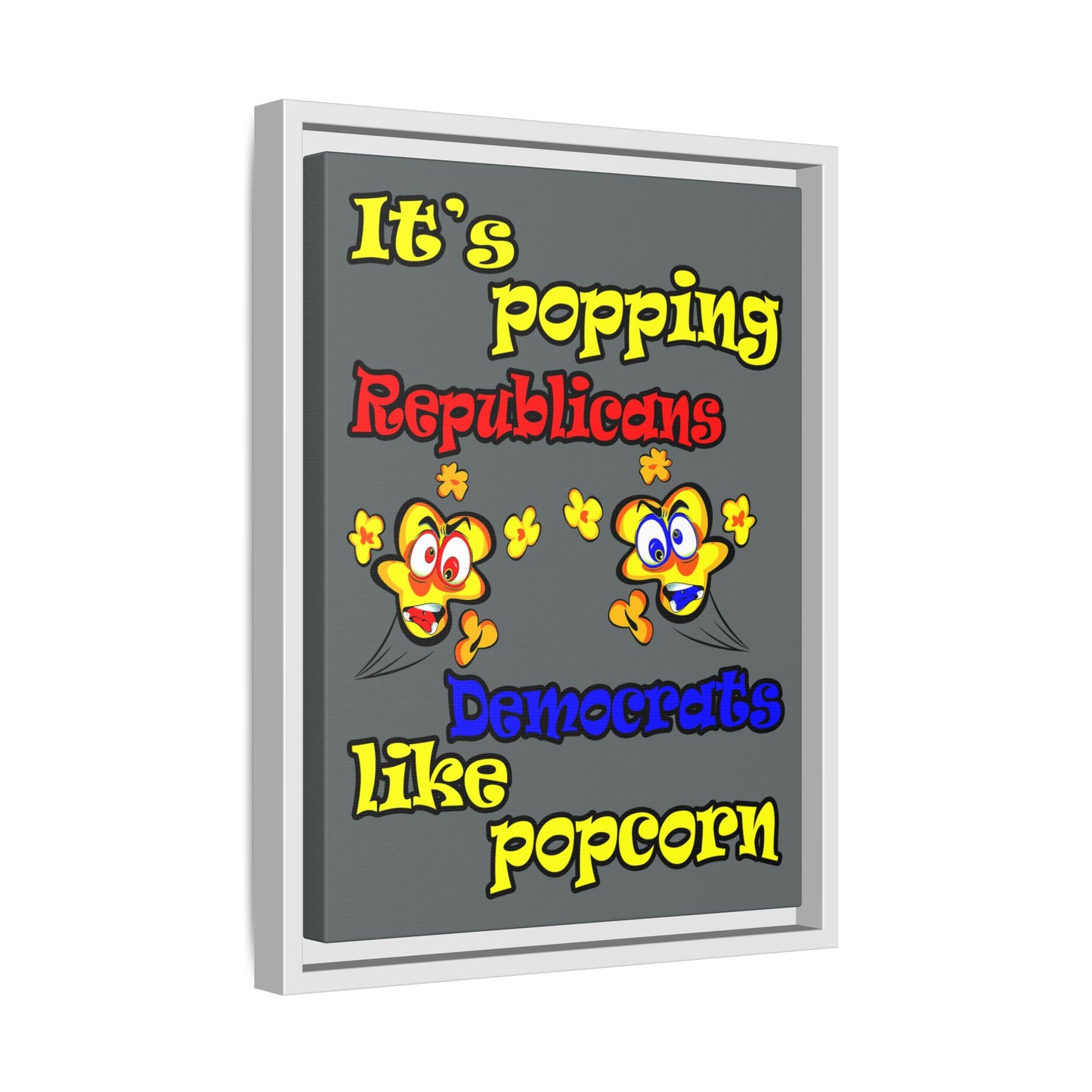 popping like popcorn - framed canvas art (dark grey)