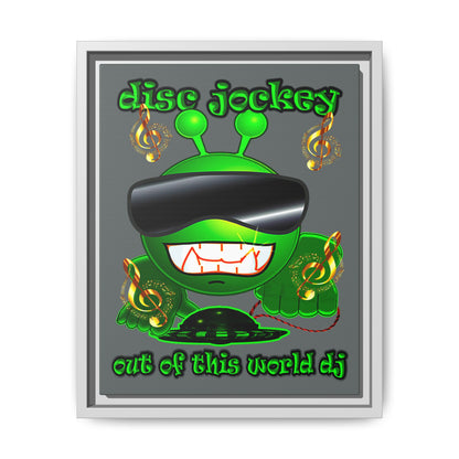 disc jockey - framed canvas art (dark grey)