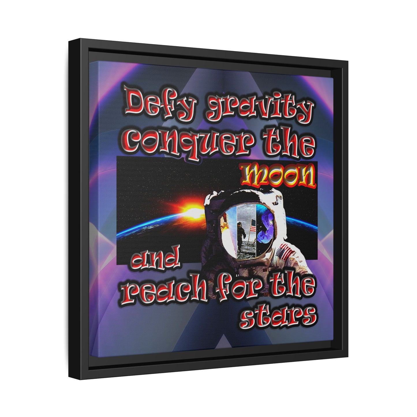 defy conquer reach - framed canvas art (grey-pink wave)