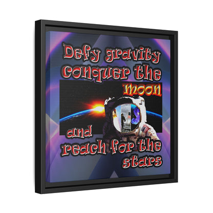 defy conquer reach - framed canvas art (grey-pink wave)