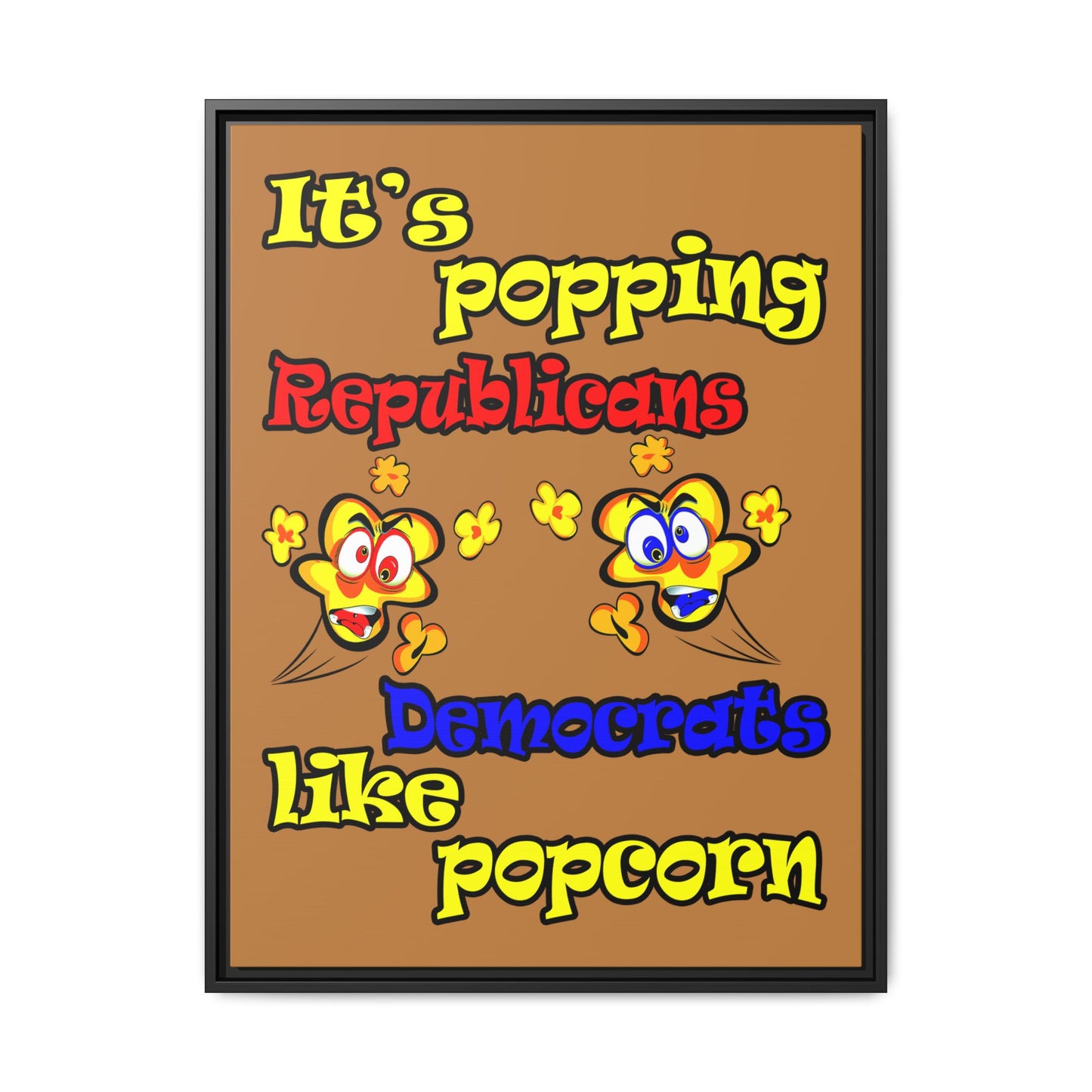 popping like popcorn - framed canvas art (light brown)