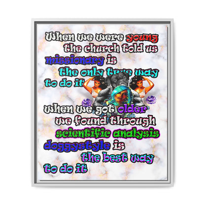 doggystyle - framed canvas art (white marble)