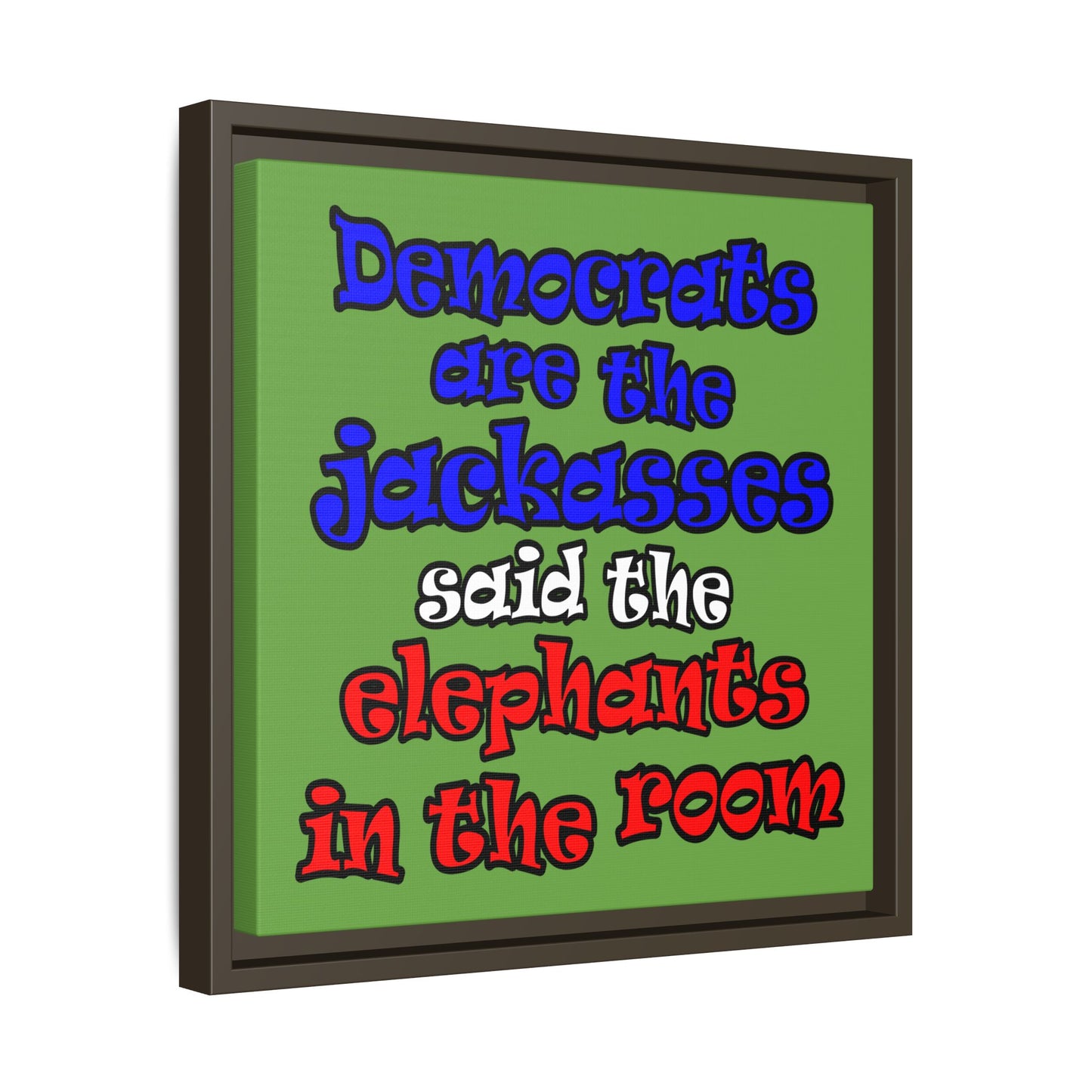 donkeys and elephants - framed canvas art (green)