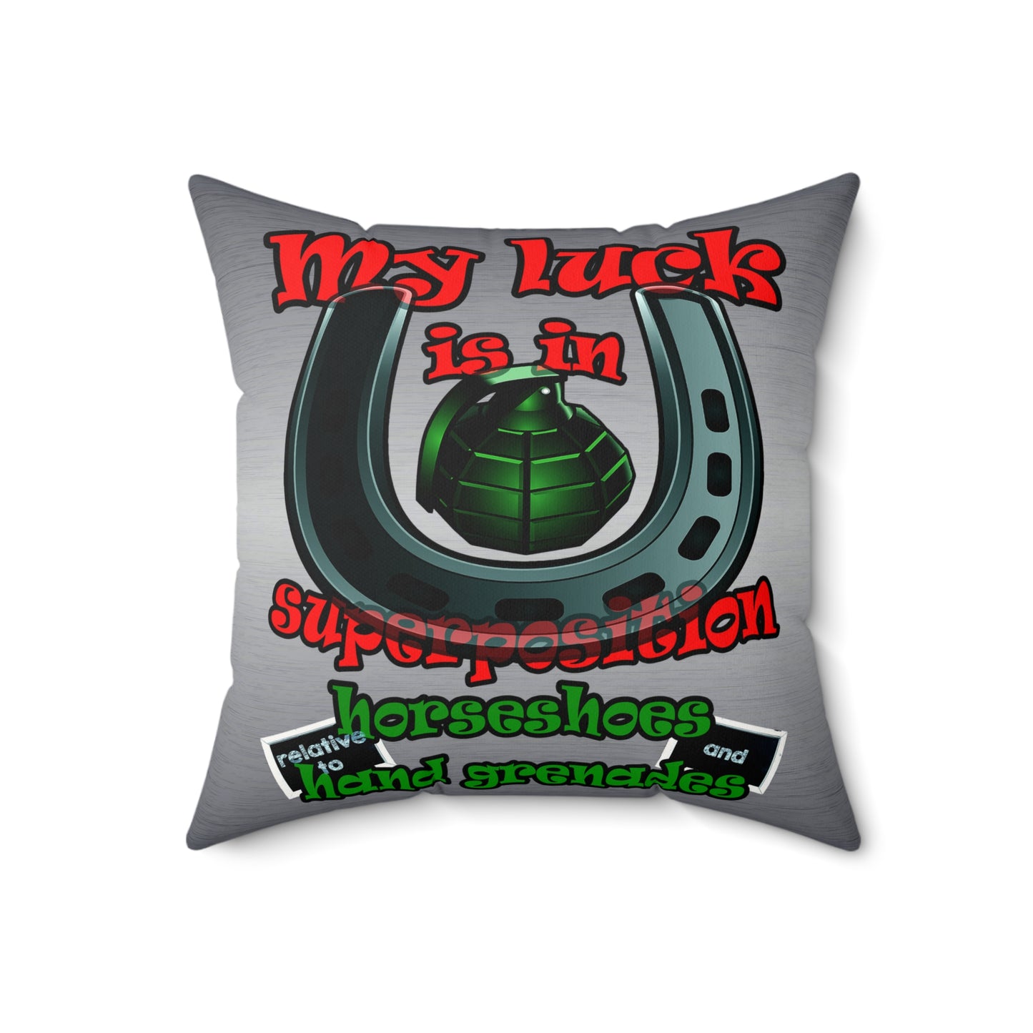 my luck - Faux Suede Square Pillow - (brushed nickel)