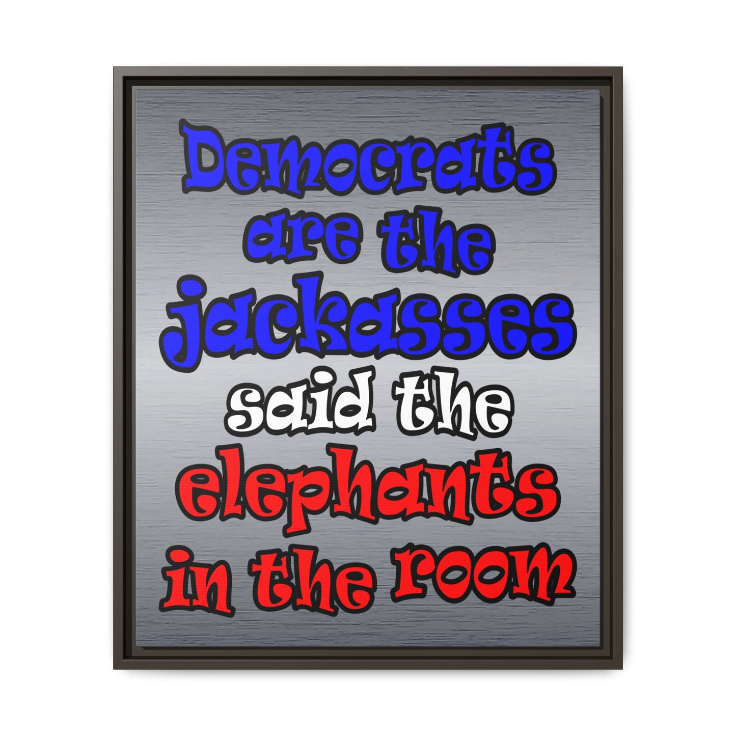 donkeys and elephants - framed canvas art (brushed nickel)