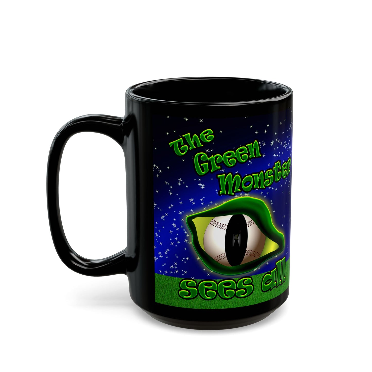 green monster - Black Mug ('snoops' background)