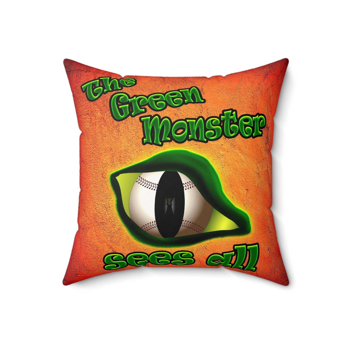 green monster - Faux Suede Square Pillow - (burnt orange)