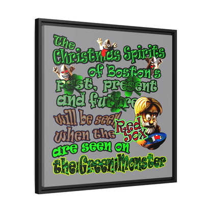 christmas spirits of boston - framed canvas art (grey)