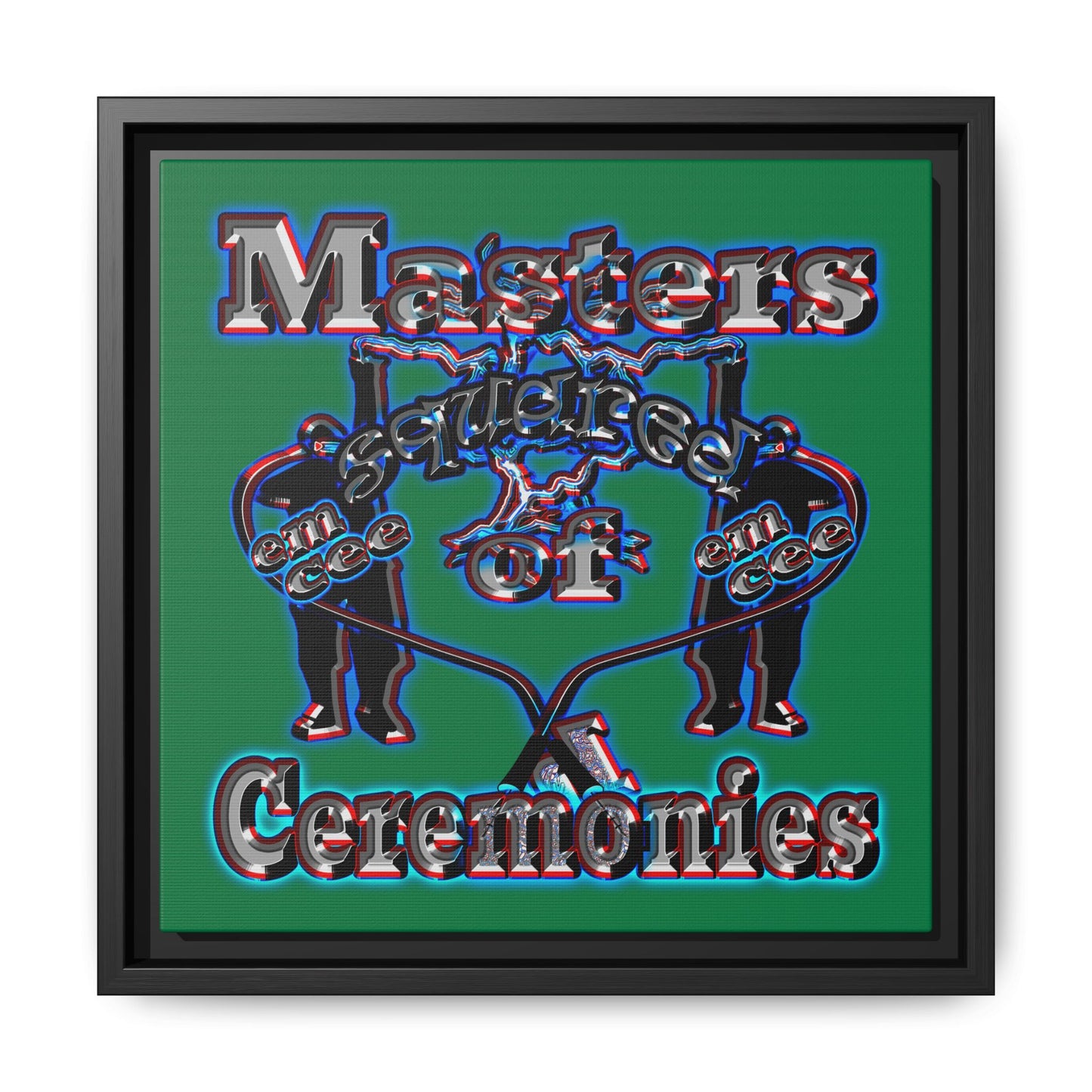 em cee squared - framed canvas art (dark green)