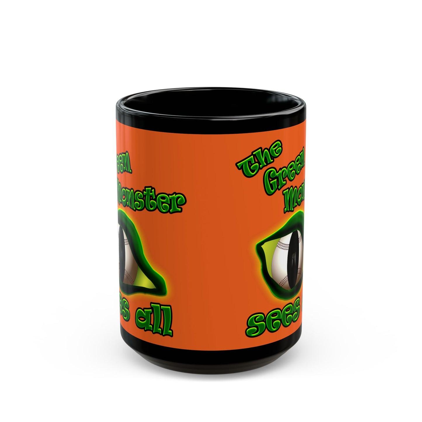 green monster - Black Mug (orange)