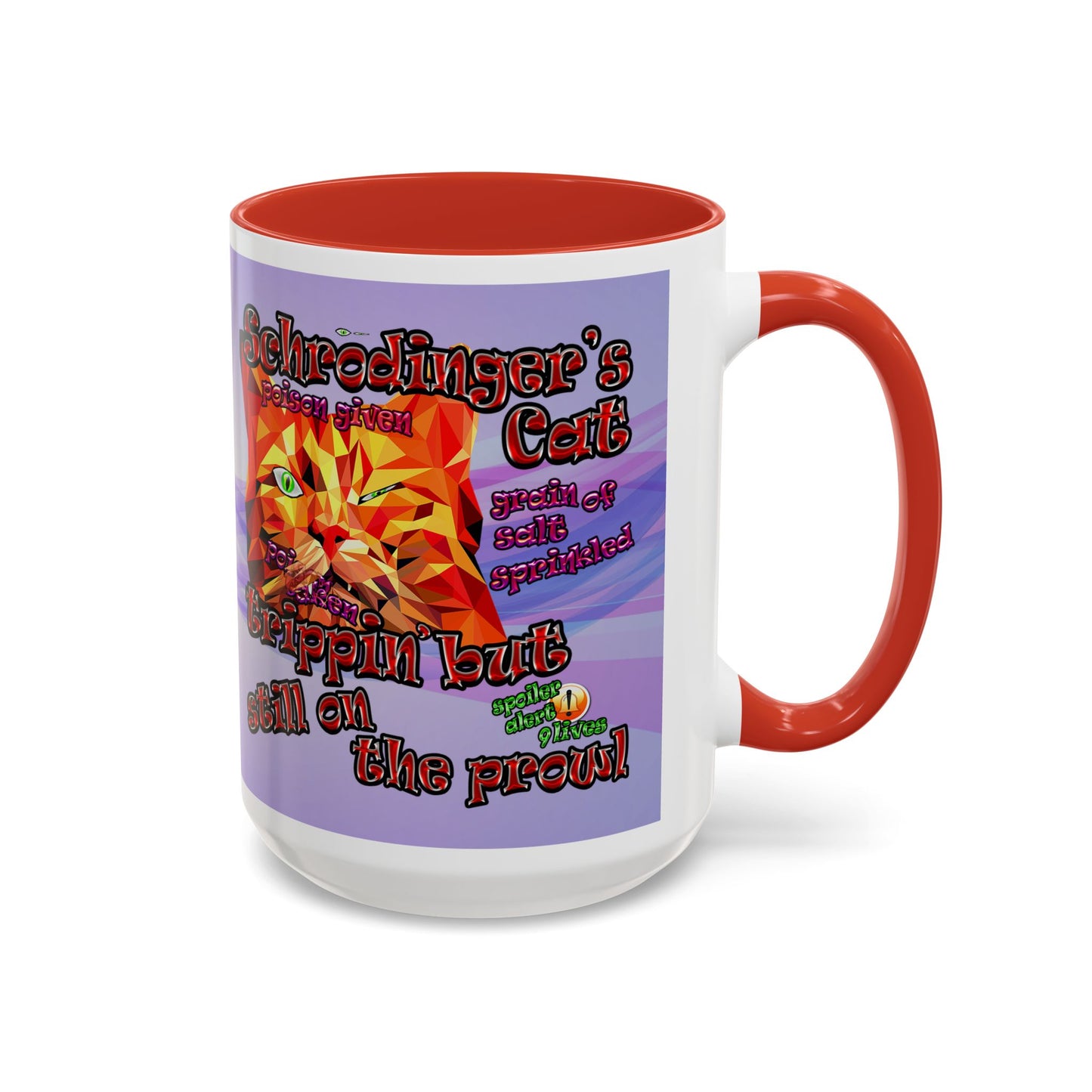 schrodinger's cat - Accent Mug (light blue-pink wave)