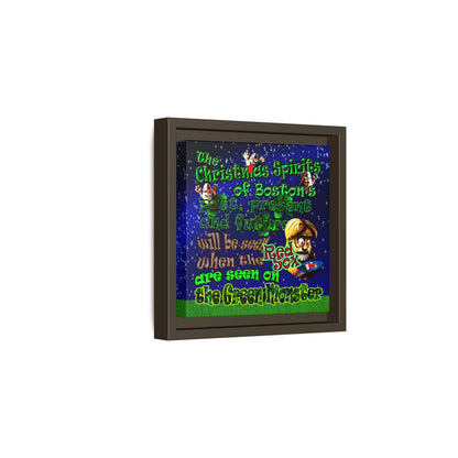 christmas spirits of boston - framed canvas art ('snoops' background)