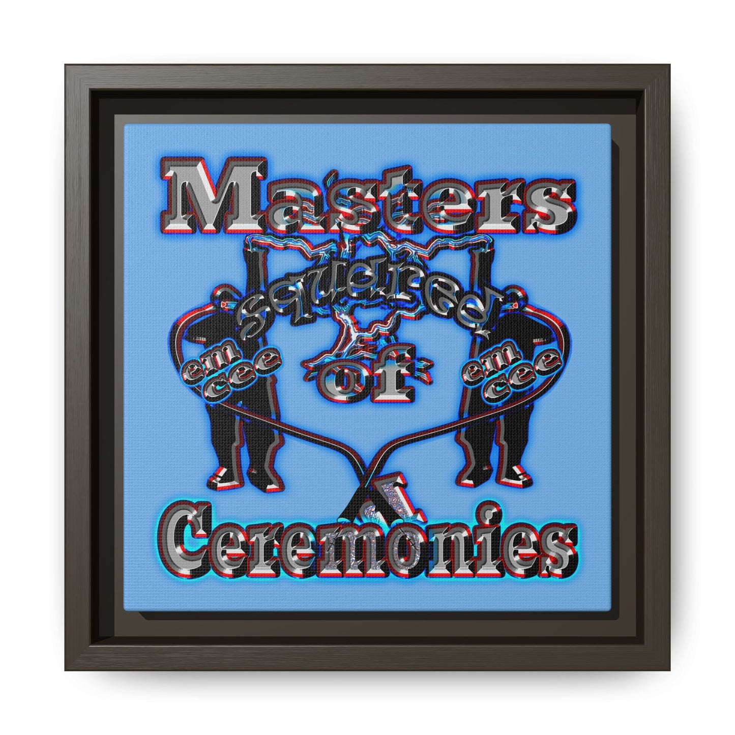 em cee squared - framed canvas art (light blue)