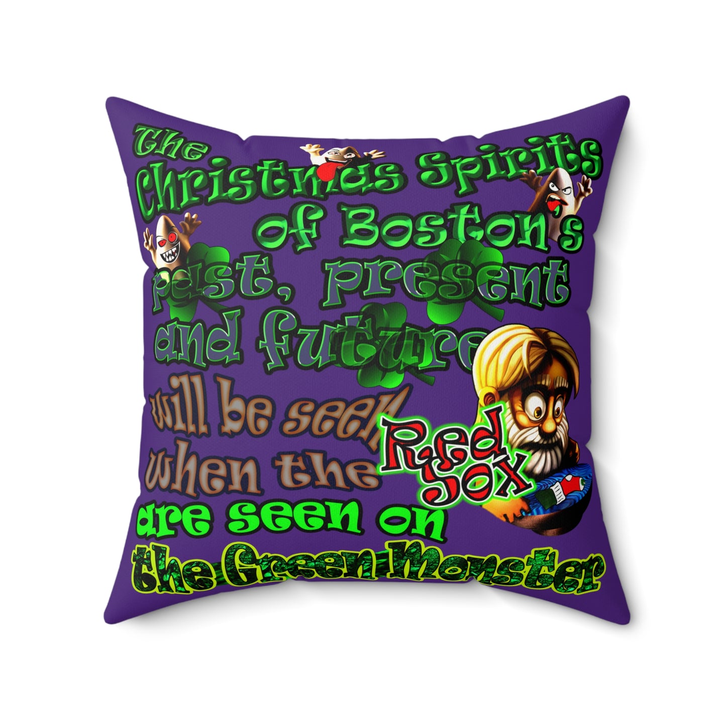 christmas spirits of boston - Faux Suede Square Pillow - (purple)