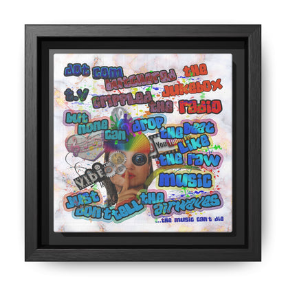 drop the beat - framed canvas art (white marble)