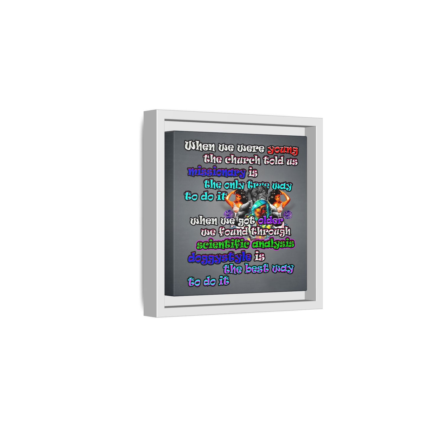 doggystyle - framed canvas art (grey-light grey)