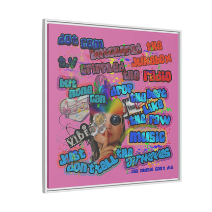 drop the beat - framed canvas art (light pink)
