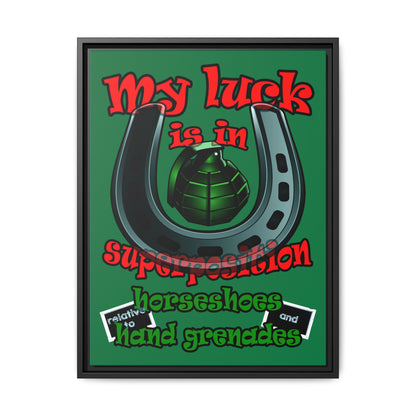 my luck - framed canvas art (dark green)