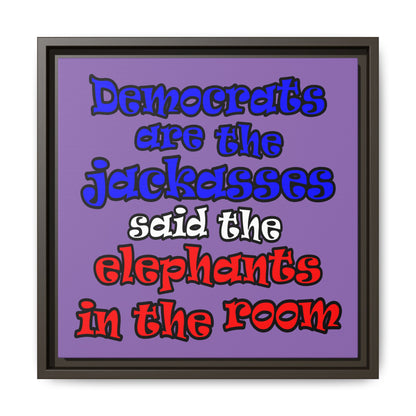 donkeys and elephants - framed canvas art (light purple)