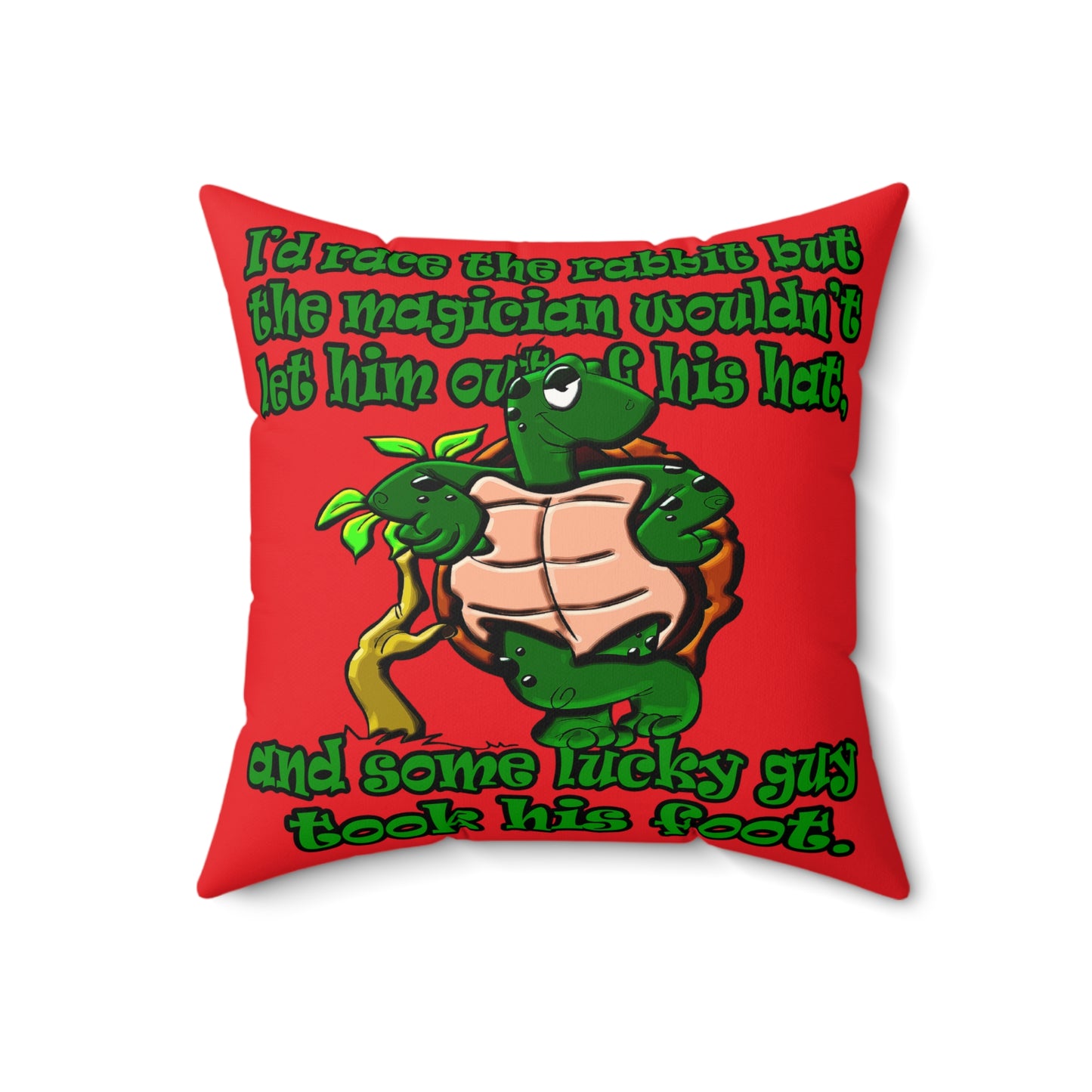 turtle race - Faux Suede Square Pillow - (red)