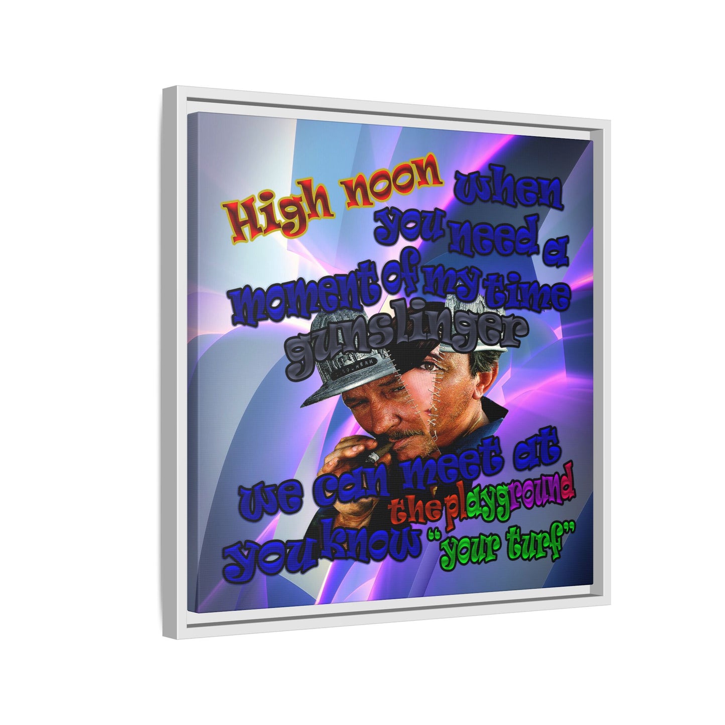 high noon - framed canvas art (grey-pink wave)