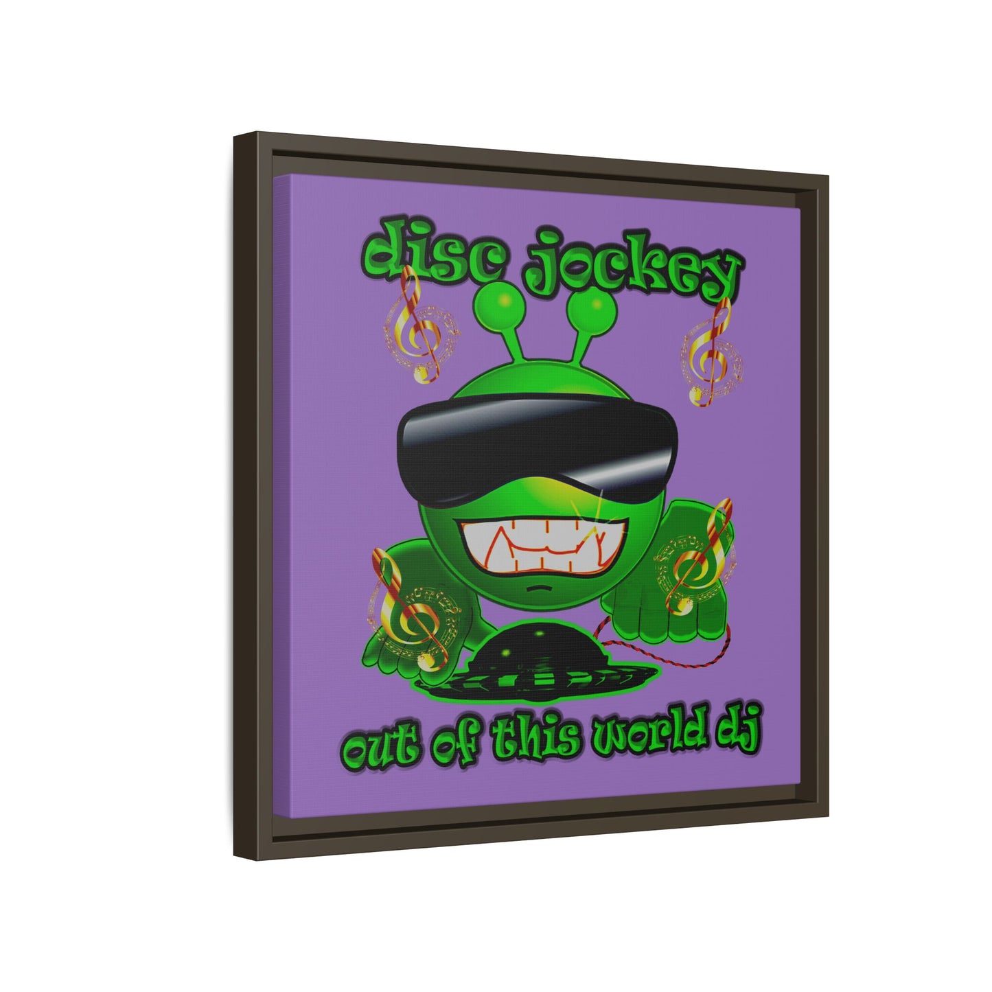 disc jockey - framed canvas art (light purple)