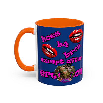 hoes b4 bros - Accent Mug (dark blue)