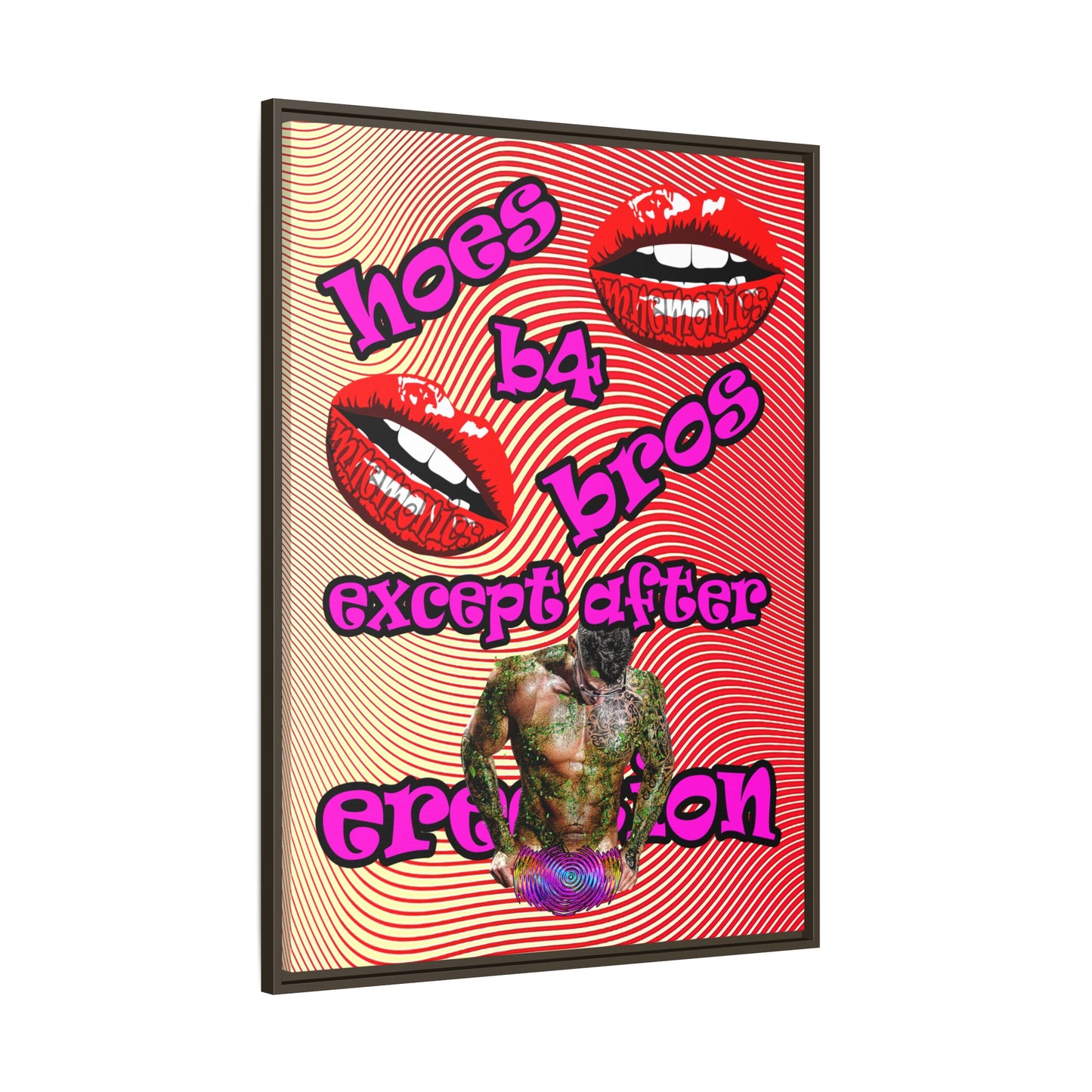 hoes b4 bros - framed canvas art (yellow-orange wave)