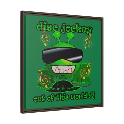 disc jockey - framed canvas art (dark green)
