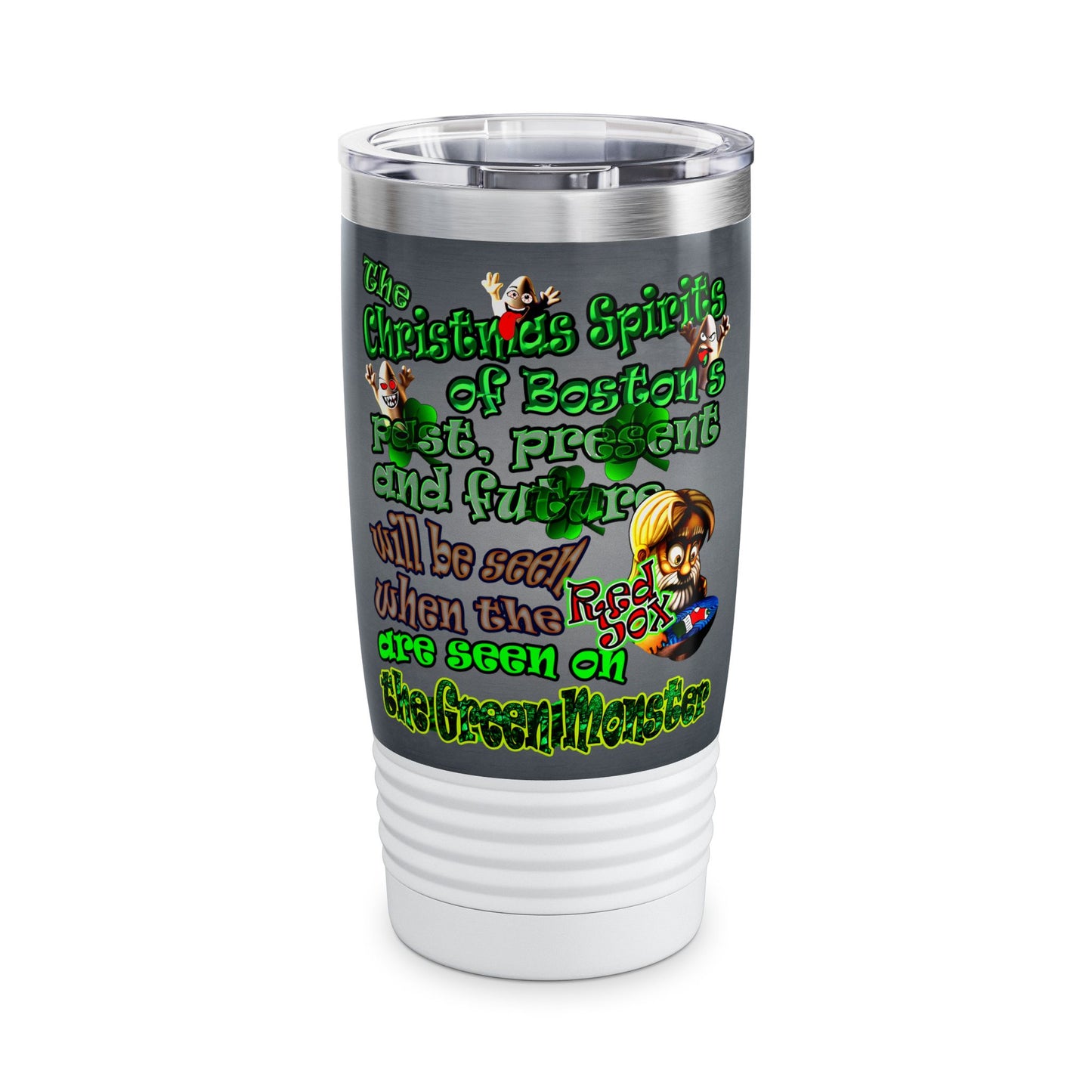 christmas spirits of boston - Ringneck Tumbler, 20oz (grey-light grey)