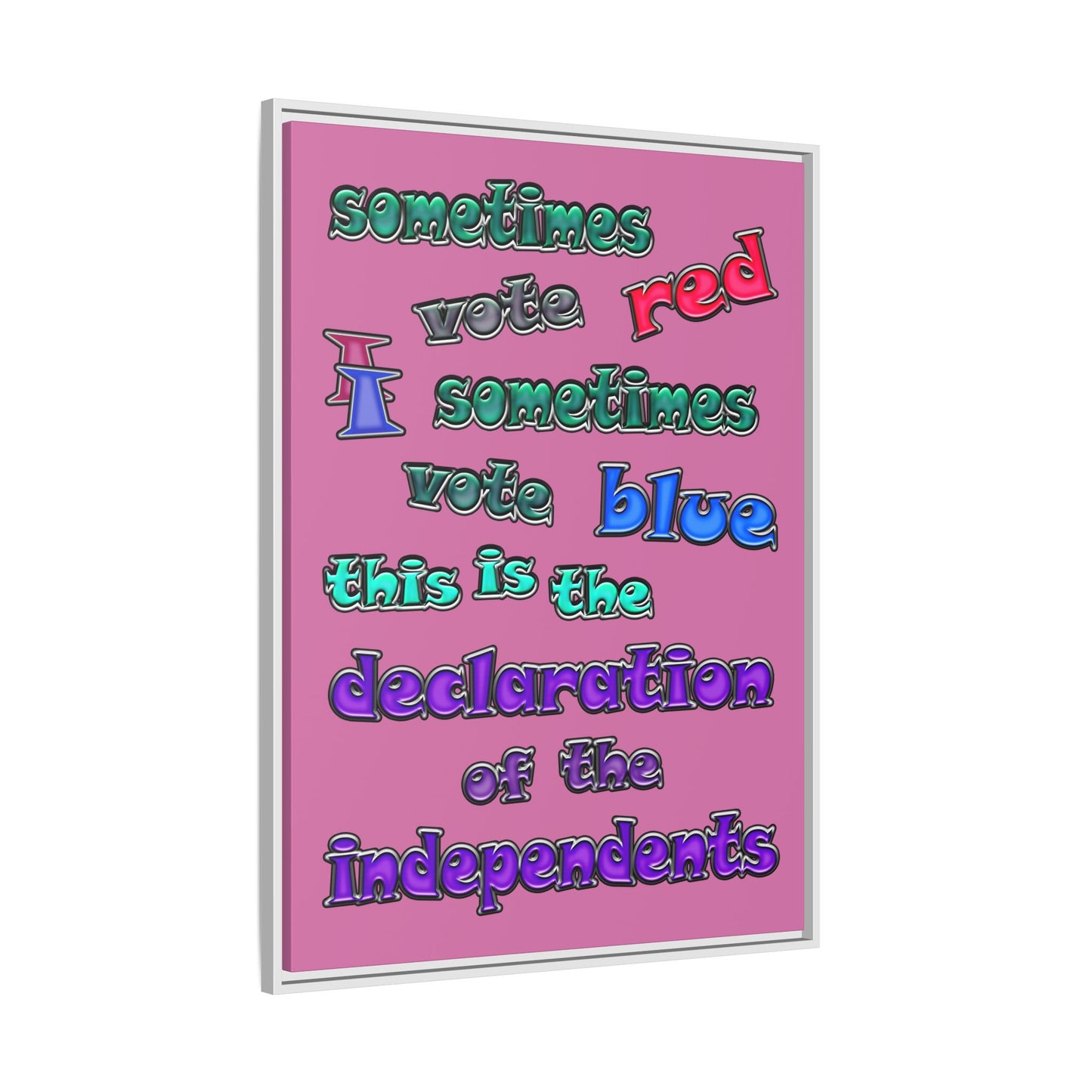 declaration of the independents - framed canvas art (light pink)