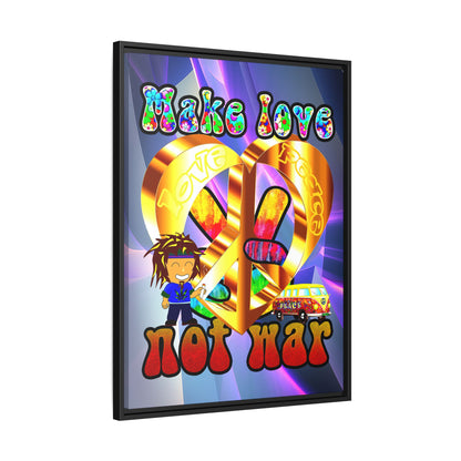 love peace - framed canvas art (grey-pink wave)