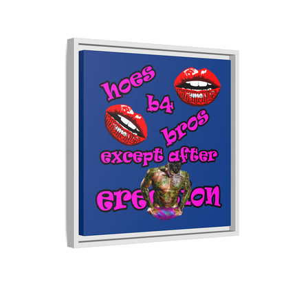 hoes b4 bros - framed canvas art (dark blue)
