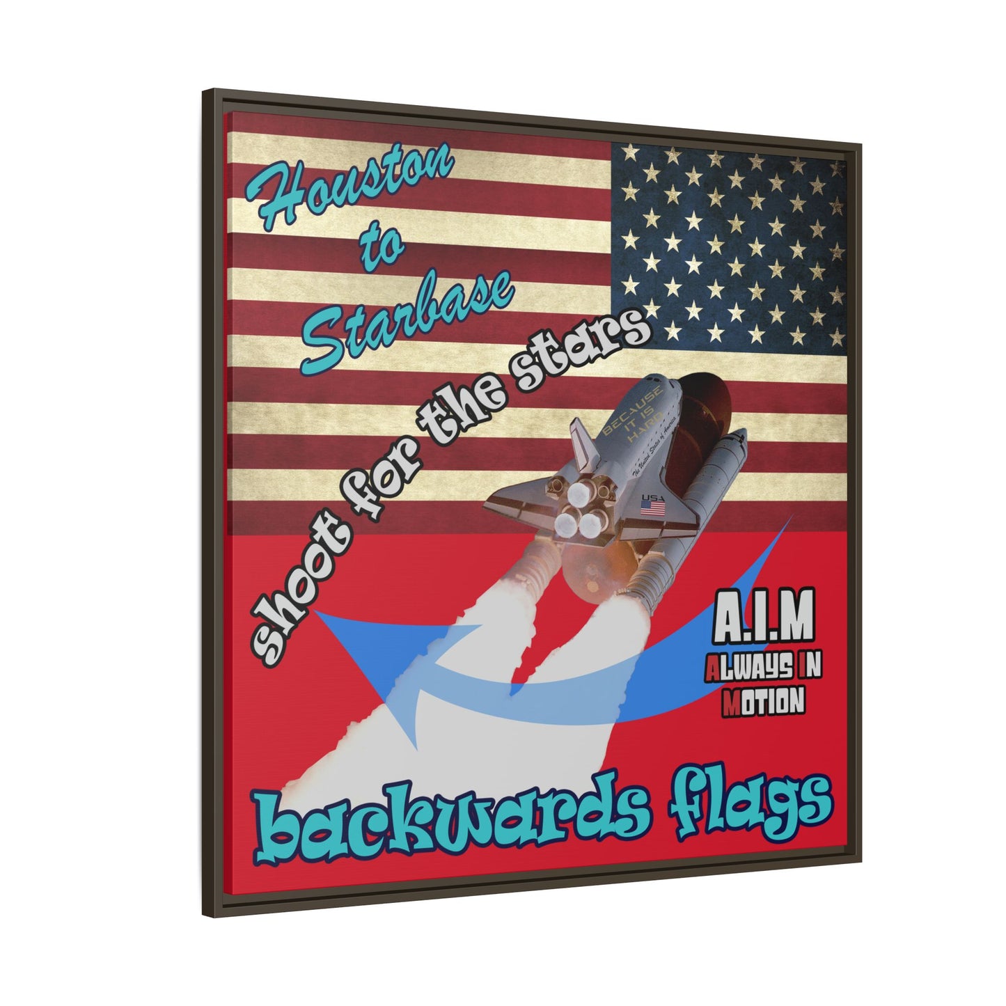 shoot for the stars - framed canvas art (dark red)